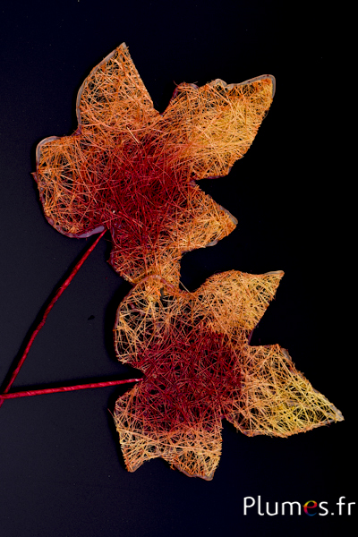 Feuille d'érable en sisal - 26 x 12 cm - rouge-jaune